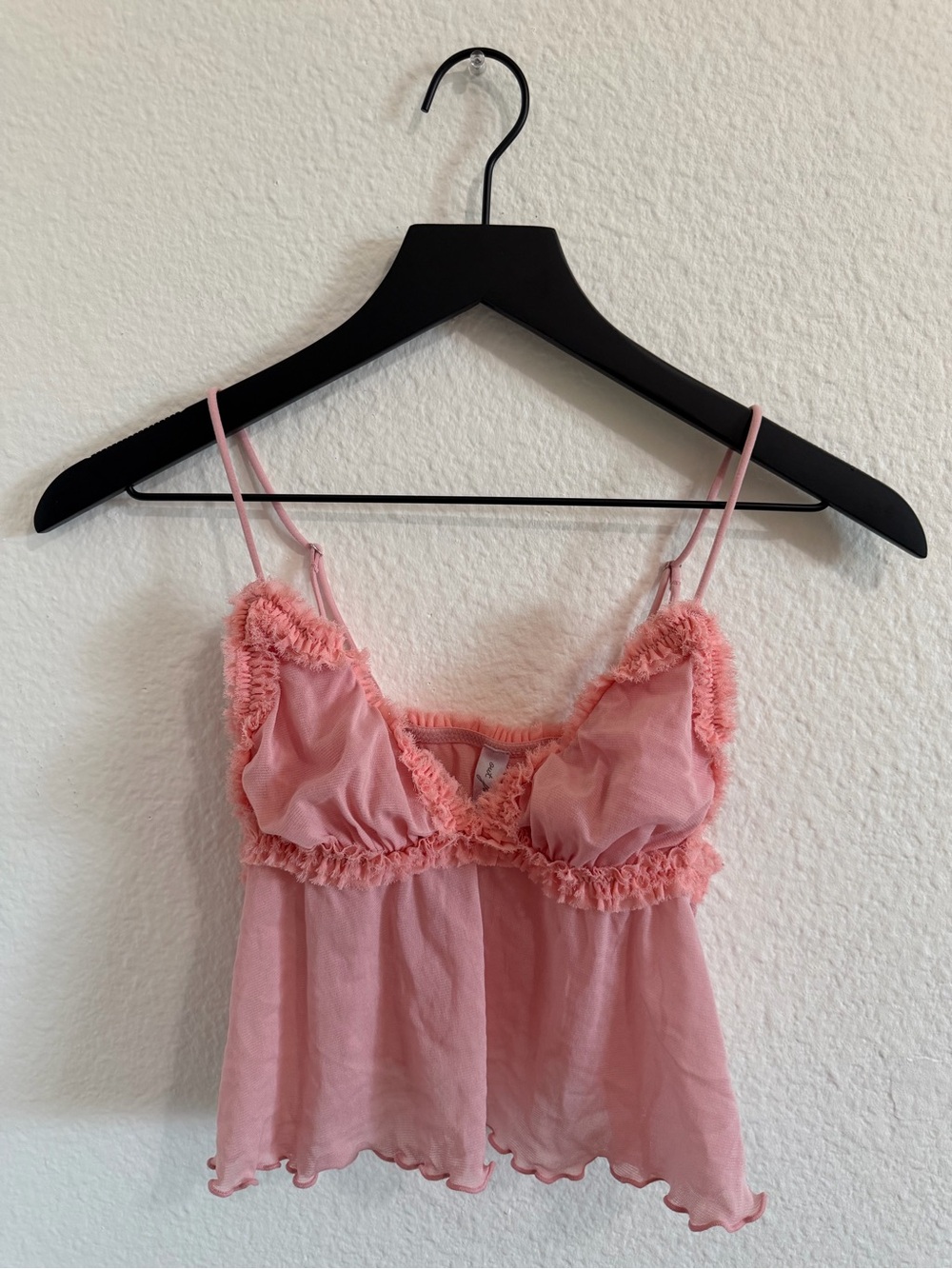 urban outfitters pink frayed mesh top